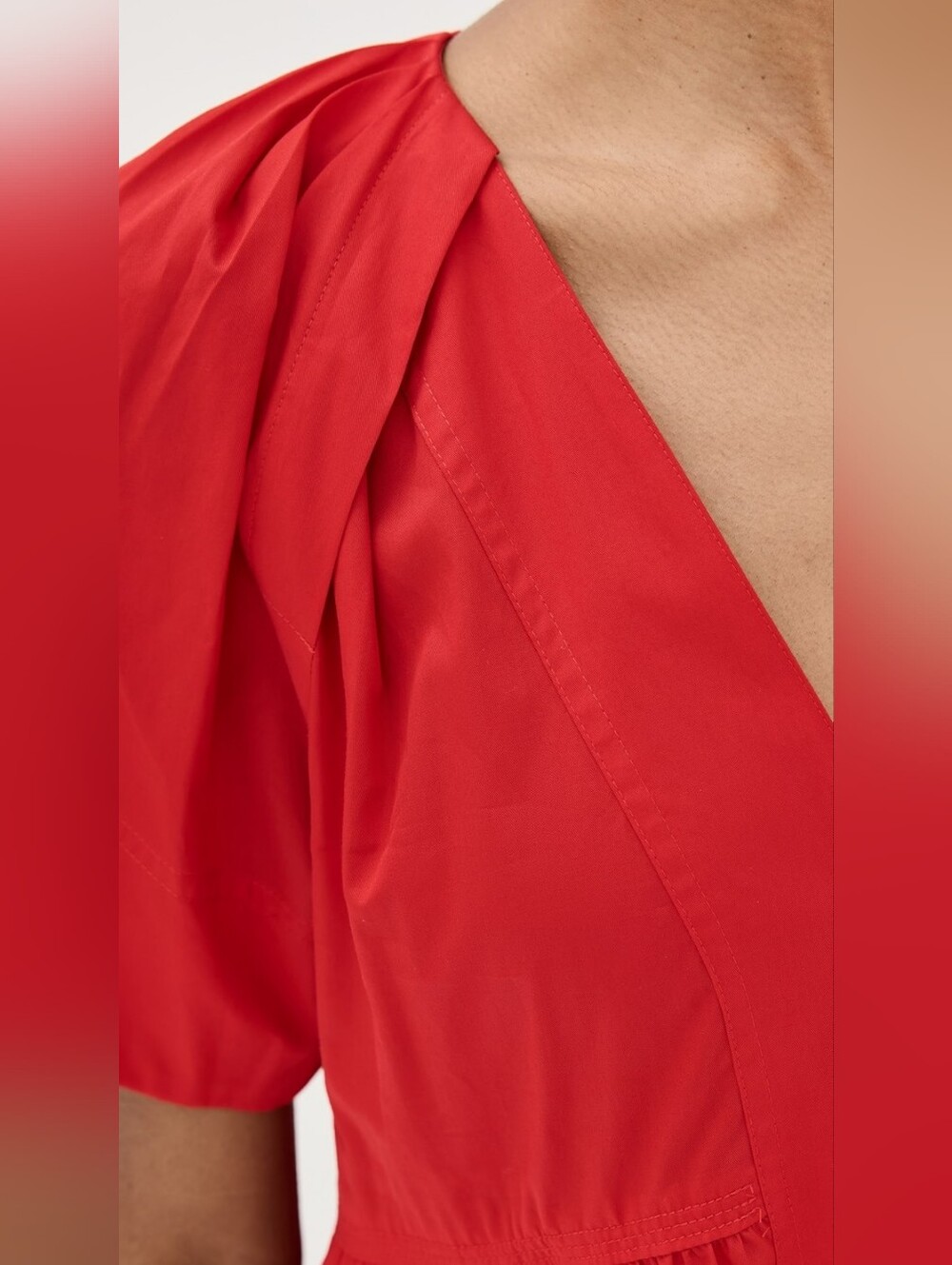 A.L.C. Camila Tiered Cotton Poplin Minidress In Red 00 - Picture 2 of 5